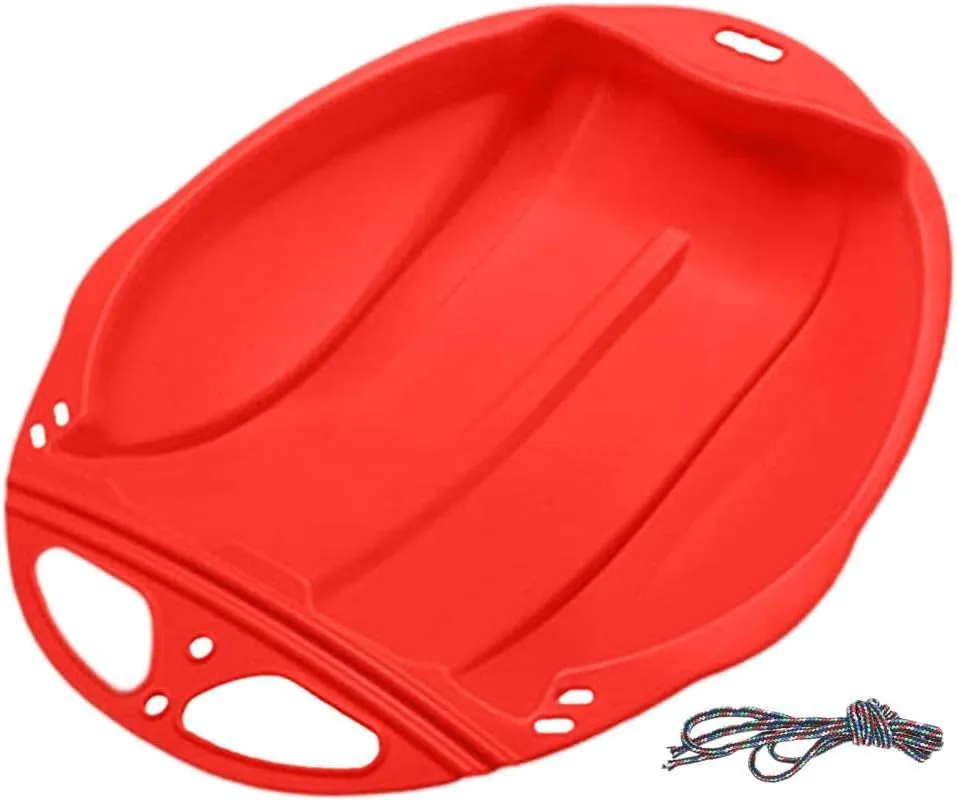 Snow Sleds for Kids Adults, Portable Downhill Sprinter Toboggan Snow Sled with 2 Handles, Plastic Snow Sled for Skiing Sledding Snow Grass Sand Board Outdoor Winter