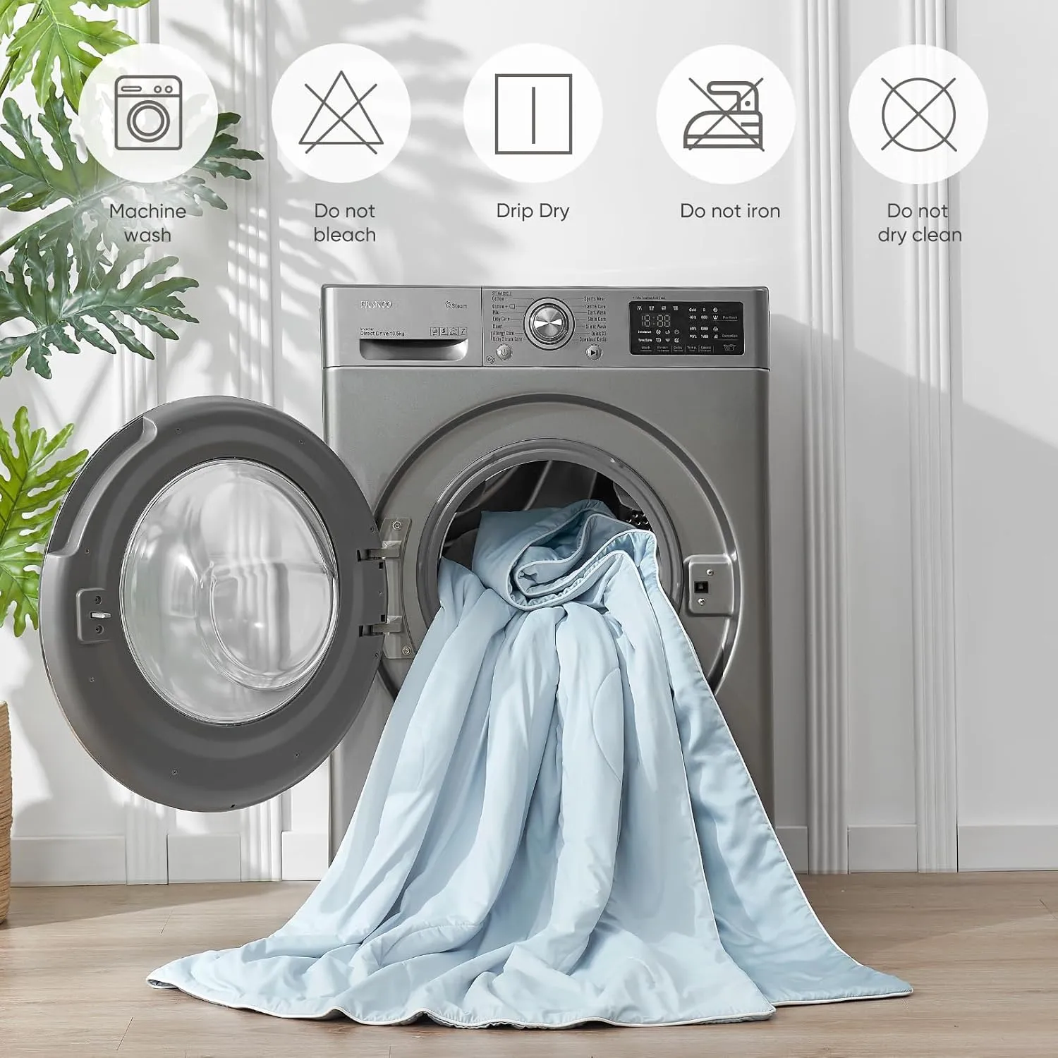 Snuggle Sac Queen Size Cooling Comforter,Q-Max>0.4 Breathable Cooling Blankets for Hot Sleepers Night Sweats, Soft Queen Size Cold Blankets, 90x90 Inches, Ice Blue