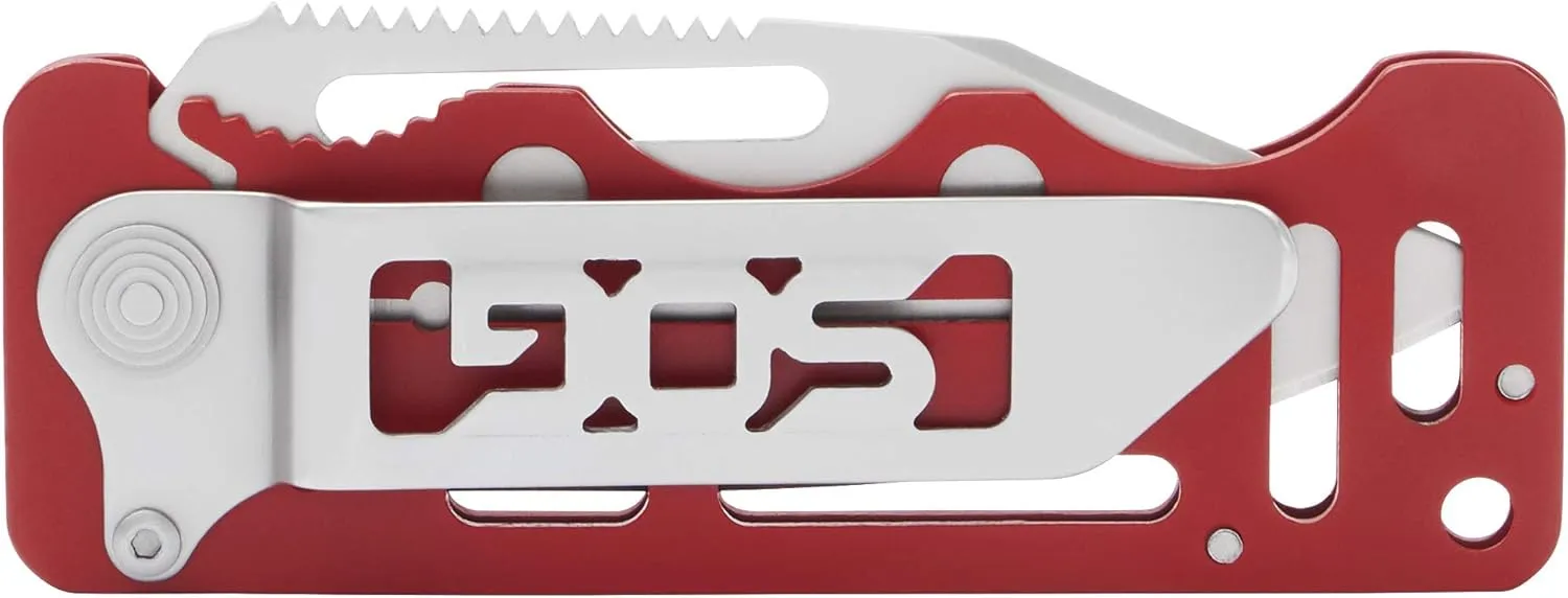 SOG Money Clip Folding Pocket Knife, Multi-Use Cash Card Wallet, Garnet