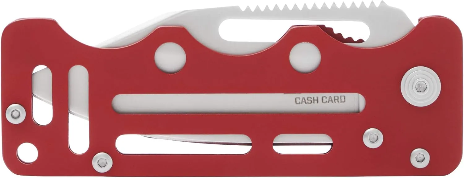 SOG Money Clip Folding Pocket Knife, Multi-Use Cash Card Wallet, Garnet