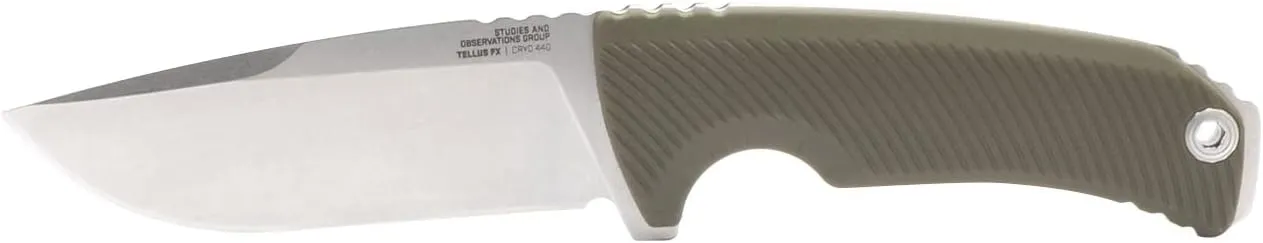 SOG Tellus FX Full-Sized Fixed Blade Knives 4.2" Full-Tang CRYO 440C Steel Blade GRN Handle UMS Compatible Sheath