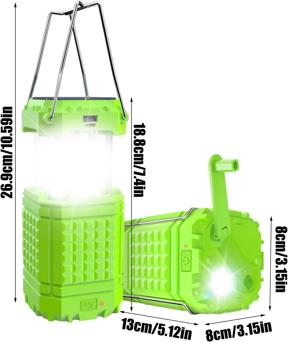 Solar Camping Light, Bright Solar Powered Camping, Rechargeable 3000Mah Waterproof Portable Lantern for Travel Backpacking Hiking Car Tent Fishing Trips Survival, 8x8x13cm