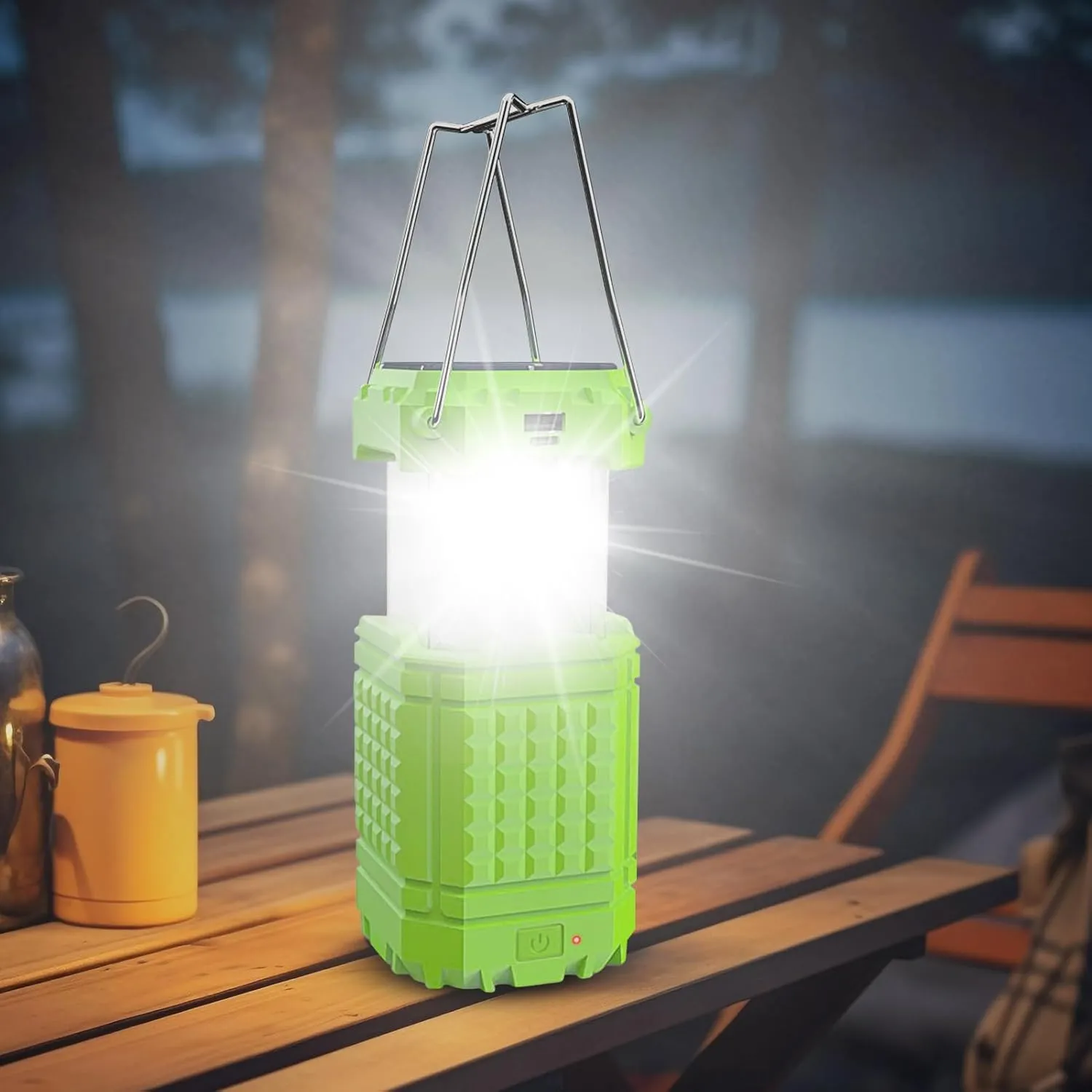 Solar Camping Light, Bright Solar Powered Camping, Rechargeable 3000Mah Waterproof Portable Lantern for Travel Backpacking Hiking Car Tent Fishing Trips Survival, 8x8x13cm