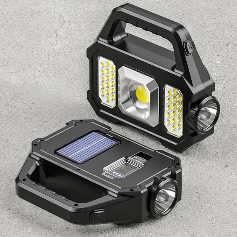 Solar Rechargeable Flashlight  Zoomable Waterproof  COB LED