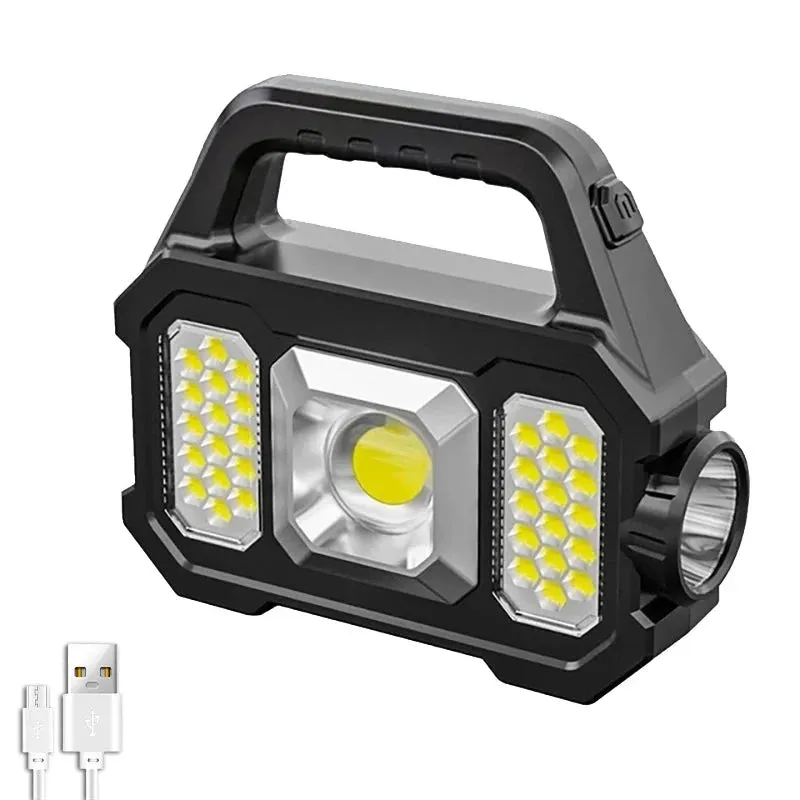 Solar Rechargeable Flashlight  Zoomable Waterproof  COB LED