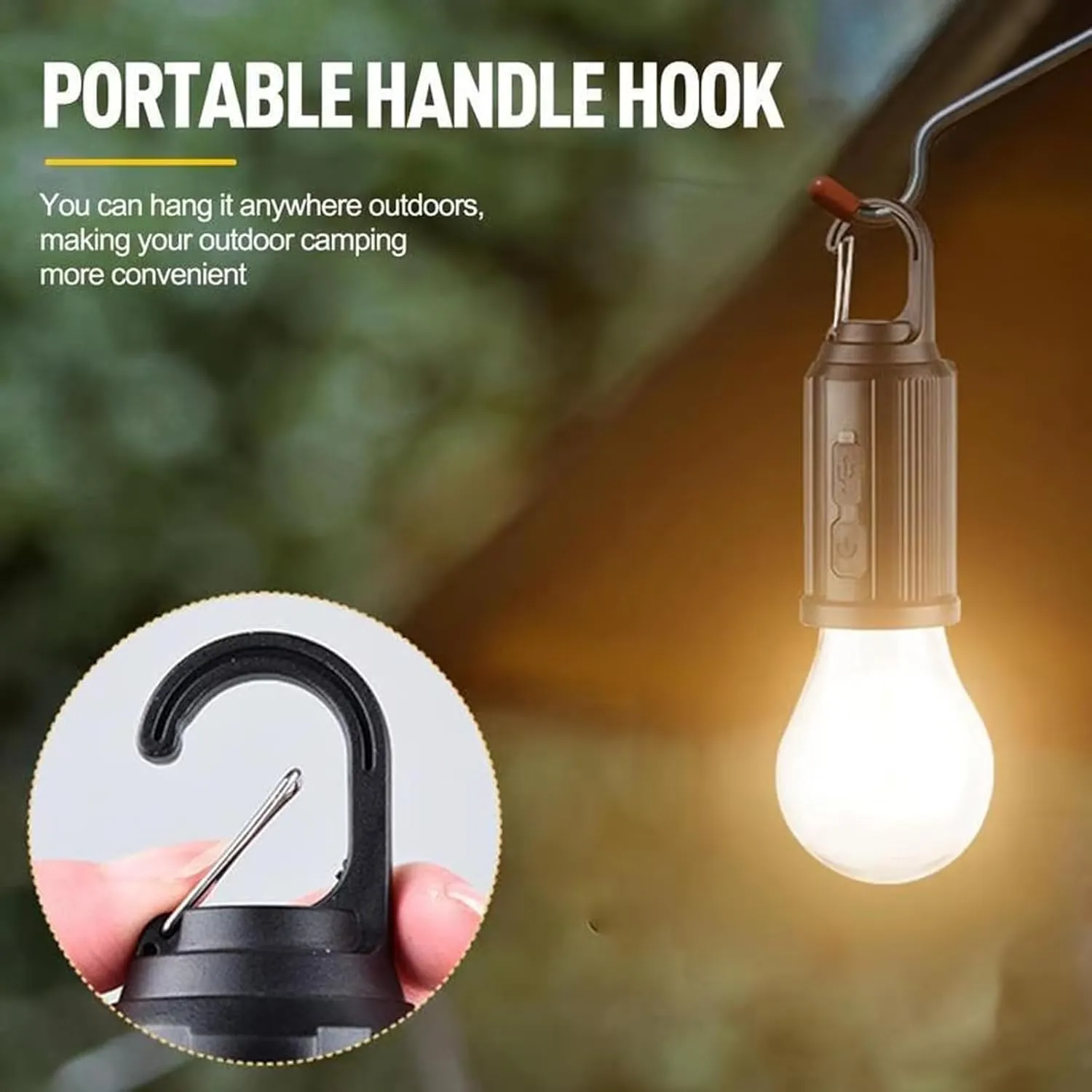 Solar Rechargeable Hooked Camping Light, Solar Tent Lights USB Rechargeable LED Camping Lantern, Outdoor Hanging Light Bulbs, Portable Outdoor Waterproof Emergency Light Bulb (Spherical,4 PCS)
