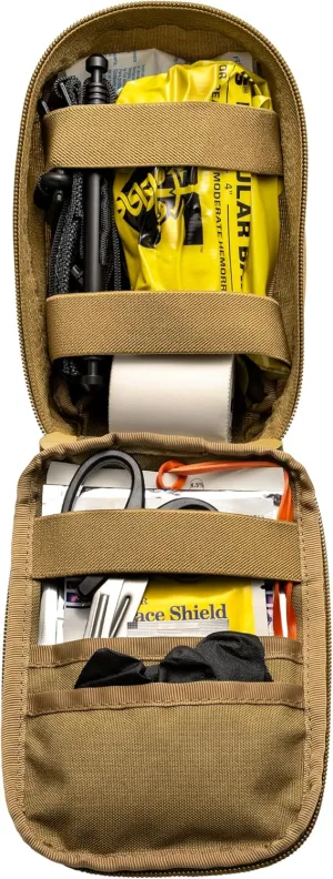 Solutions Operator IFAK with SOF Tourniquet, OLAES Modular Bandage, MOLLE Straps, Compact Nylon Pouch Tan- Made in The USA