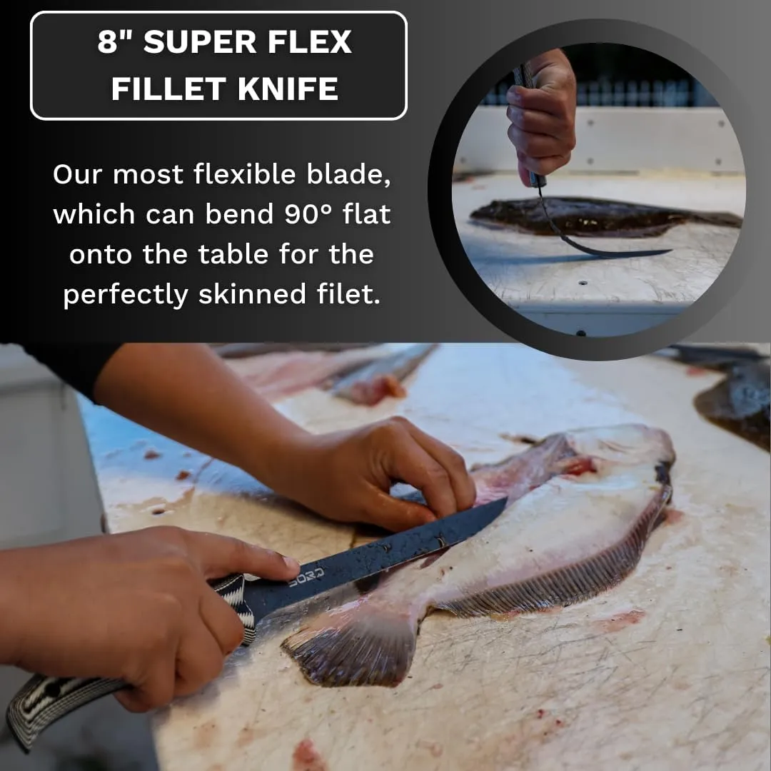 SORD 5-9' Fillet Knife - Fishing & Meat Cutting with Sheath - Razor Sharp Carbon Steel Filet Knife for Cleaning Fish and Skinning - Full Tang G10 Handle | Corrosion Resistant