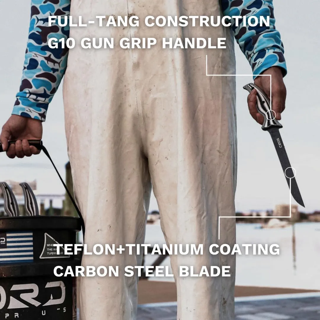 SORD 5-9' Fillet Knife - Fishing & Meat Cutting with Sheath - Razor Sharp Carbon Steel Filet Knife for Cleaning Fish and Skinning - Full Tang G10 Handle | Corrosion Resistant