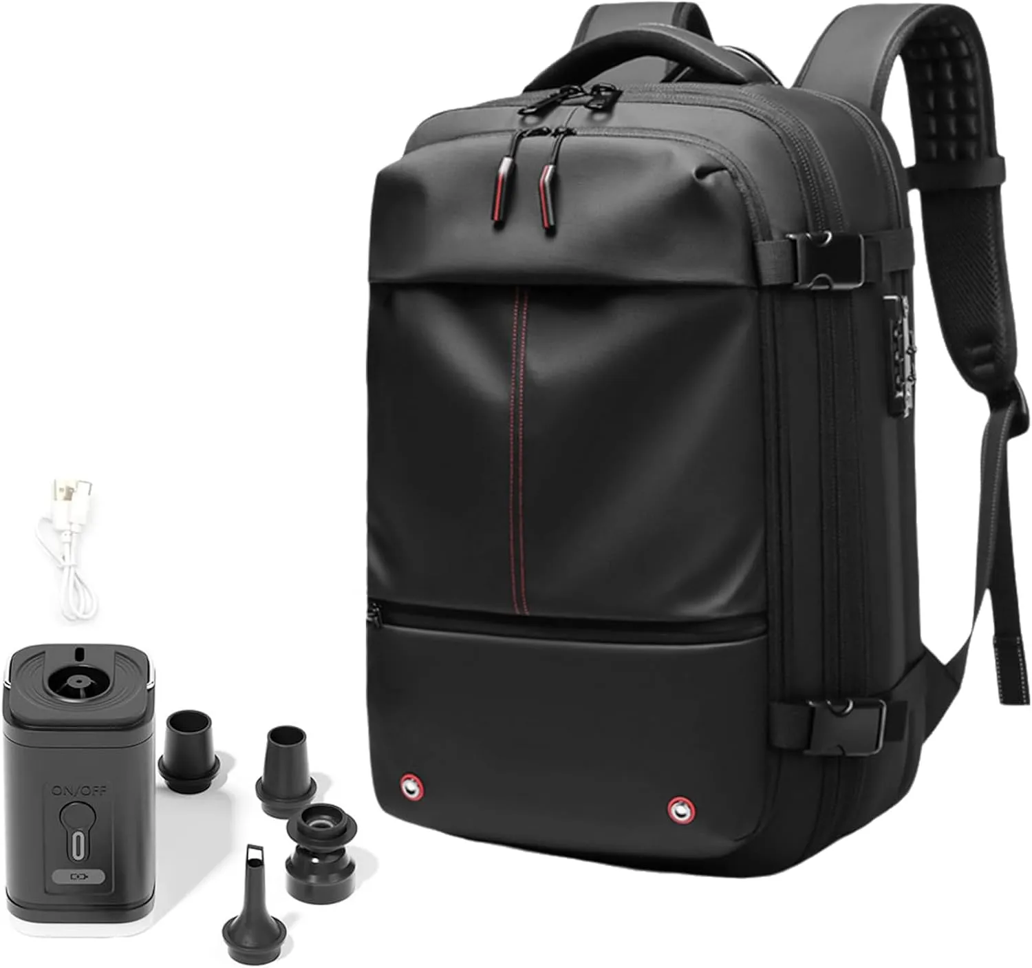 Space Vac Pro Backpack, Vacpack Backpack with Vacuum Compression, 60L Large Capacity Waterproof Anti-Theft Travel Bag (Black)