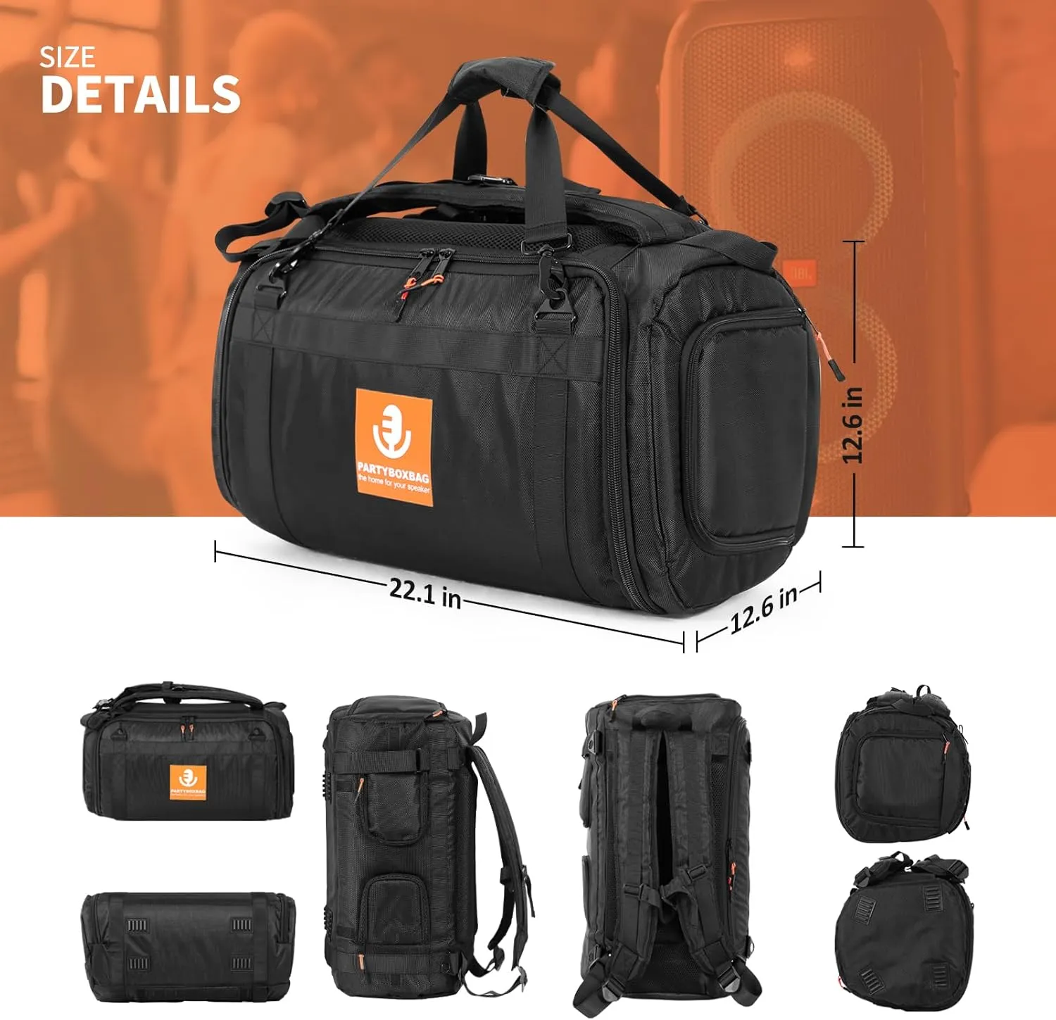 Speaker Bag Travel Case Replacement for JBL Party Box Series, Portable Speaker Carry Tote Bag Backpack for JBL PartyBox Club 120 Speaker (For JBL partybox 120 black)