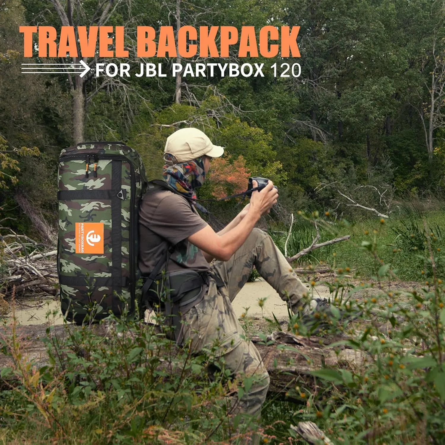 Speaker Bag Travel Case Replacement for JBL Party Box Series, Portable Speaker Carry Tote Bag Backpack for JBL PartyBox Club 120 Speaker (For JBL partybox 120 camouflage)