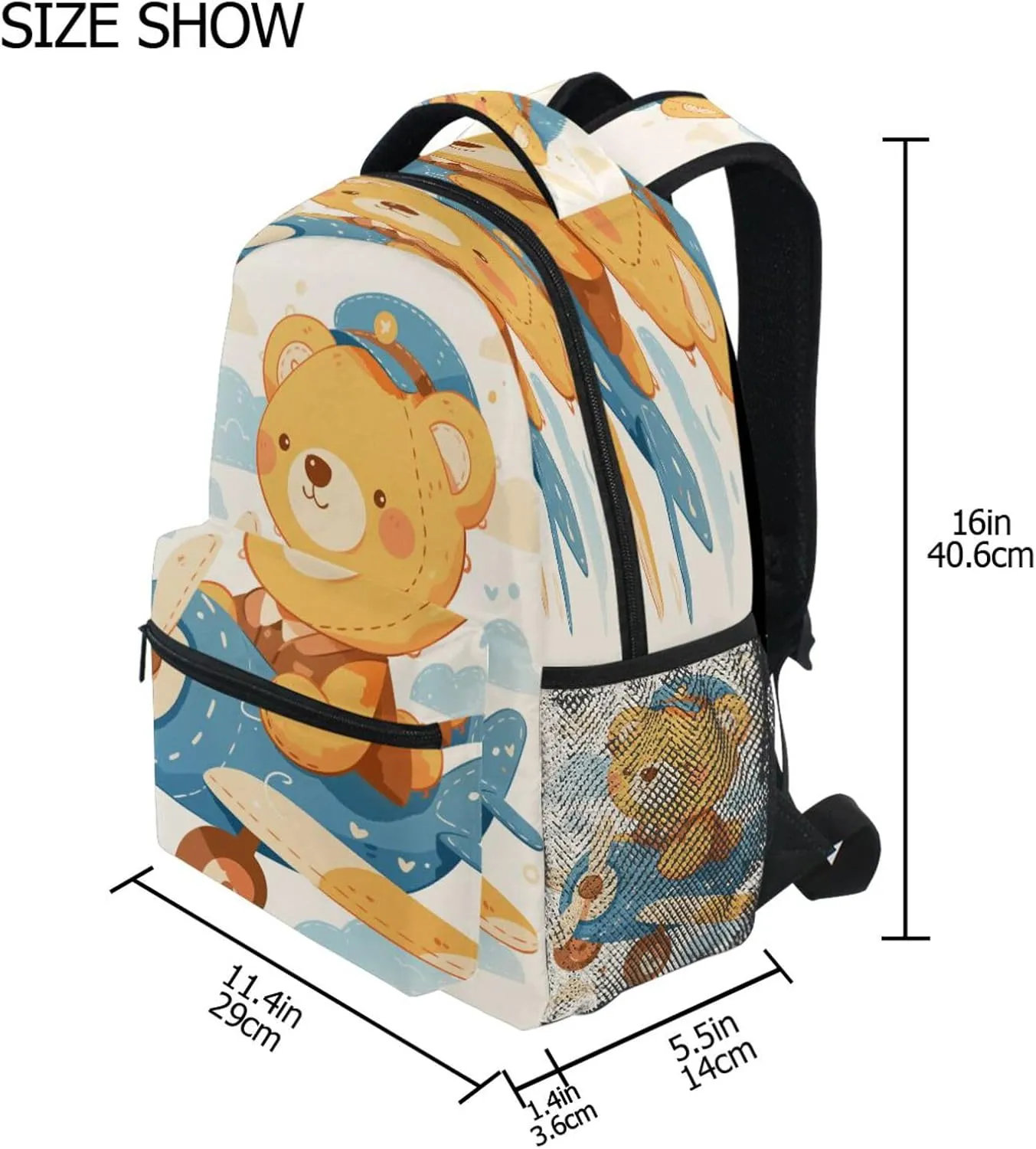 Sport Backpack for Men Women Waterproof Travel Laptop Backpack with Chest Strap for Business Work College Travel Trip Cute Teddy Bear Sitting in Plane Window
