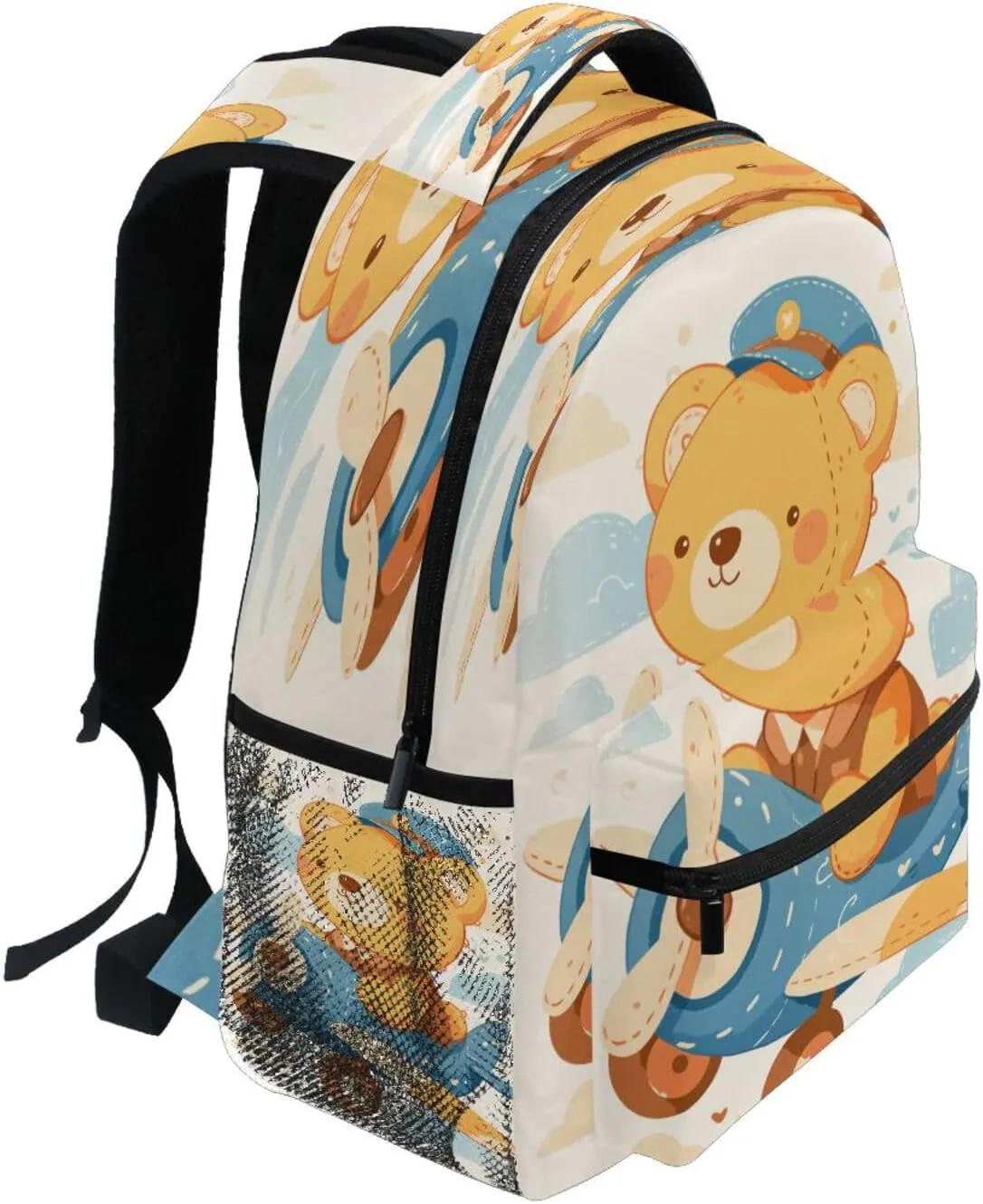 Sport Backpack for Men Women Waterproof Travel Laptop Backpack with Chest Strap for Business Work College Travel Trip Cute Teddy Bear Sitting in Plane Window