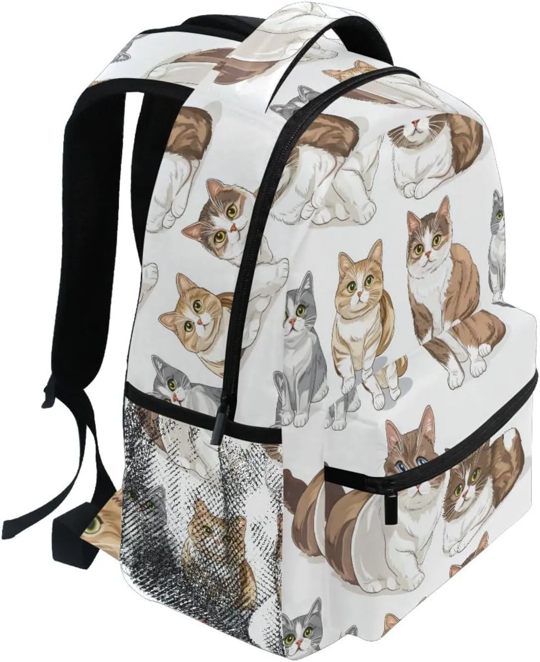 Sport Backpack for Women Men Waterproof Backpack with Chest Strap for College Work Cartoon Cute Cat
