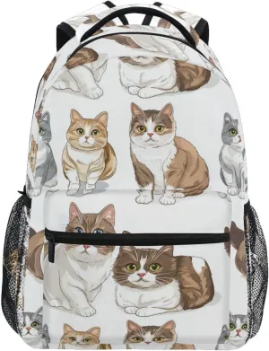 Sport Backpack for Women Men Waterproof Backpack with Chest Strap for College Work Cartoon Cute Cat