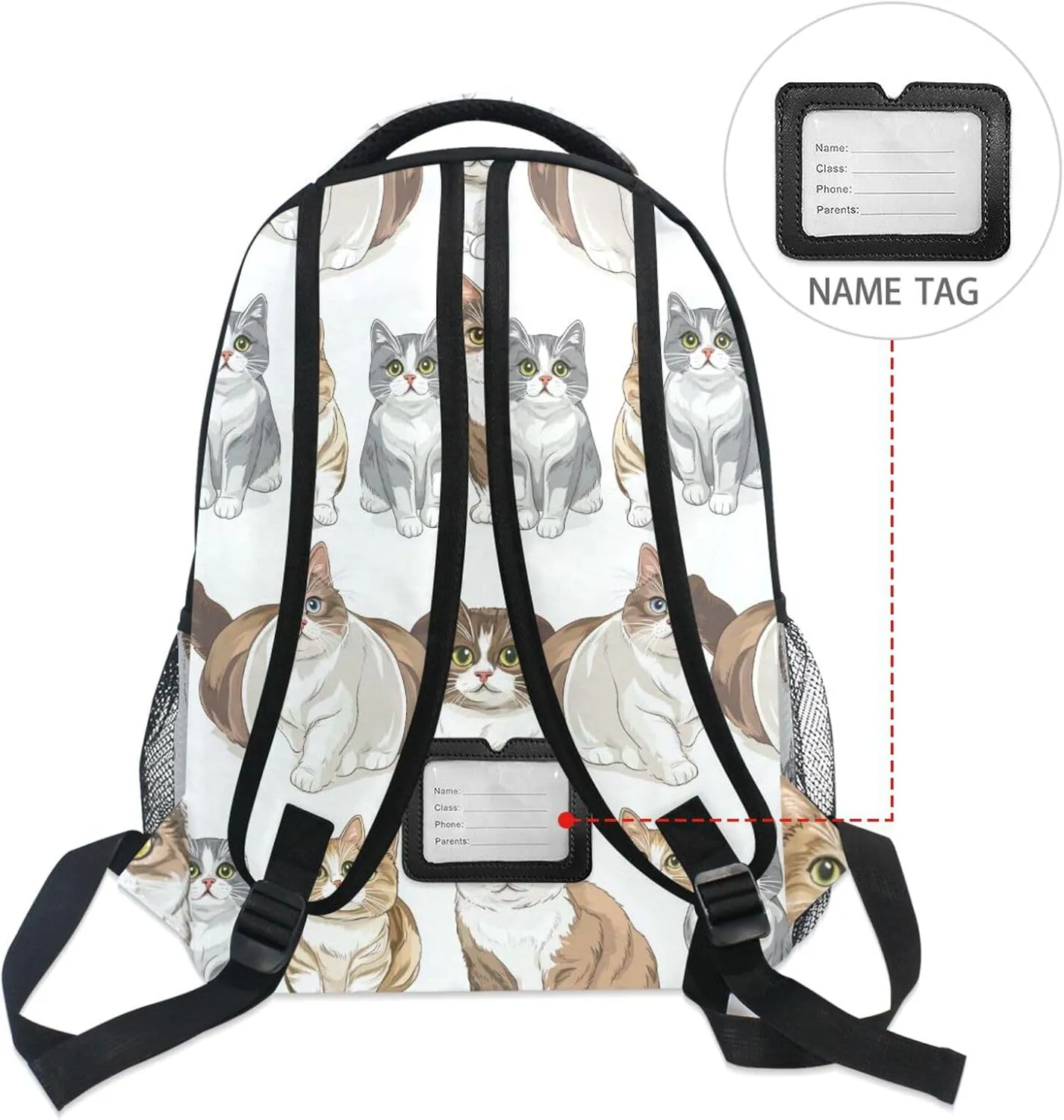 Sport Backpack for Women Men Waterproof Backpack with Chest Strap for College Work Cartoon Cute Cat