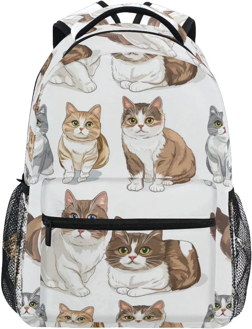 Sport Backpack for Women Men Waterproof Backpack with Chest Strap for College Work Cartoon Cute Cat