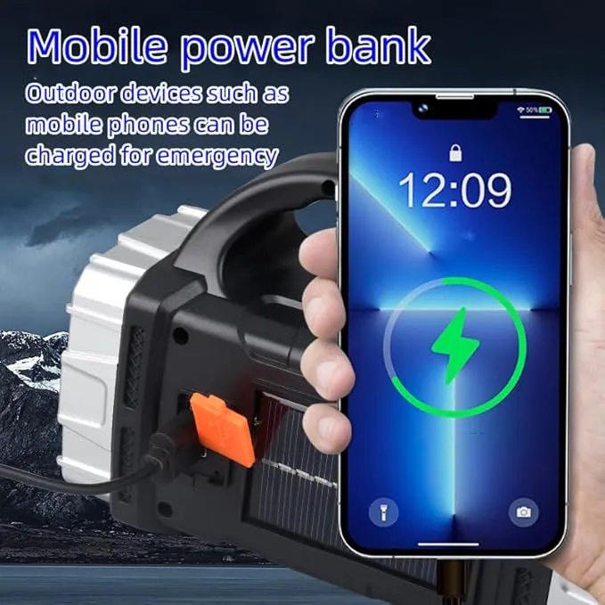 Spotlight Flashlight Rechargeable, Led High Lumens Super Bright, Solar Panels,7 Modes,IPX4 Waterproof Handheld Spotlight for Home Power Failure,Outdoor,Camping,Hiking,Emergencies