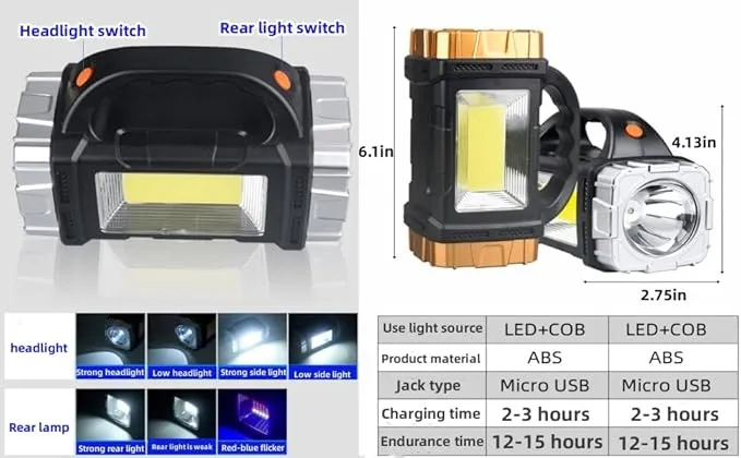Spotlight Flashlight Rechargeable, Led High Lumens Super Bright, Solar Panels,7 Modes,IPX4 Waterproof Handheld Spotlight for Home Power Failure,Outdoor,Camping,Hiking,Emergencies
