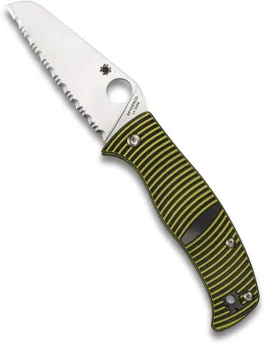 Spyderco Caribbean Salt Sheepfoot Knife with 3.70" LC200N Corrosion-Resistant Steel Blade with Black/Yellow G-10 Handle - SpyderEdge - C217GSSF