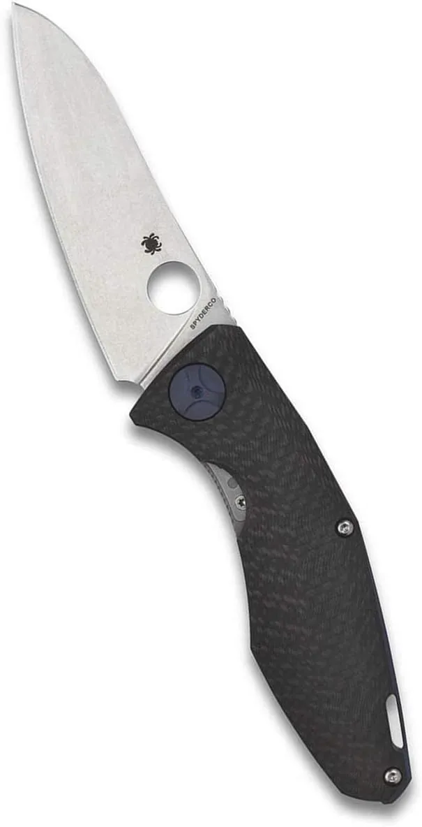 Spyderco Drunken Prestige Premium Knife with 3.50" CPM S90V Stainless Steel Blade and Black Titanium Carbon Fiber Handle - PlainEdge - C235CFTIP