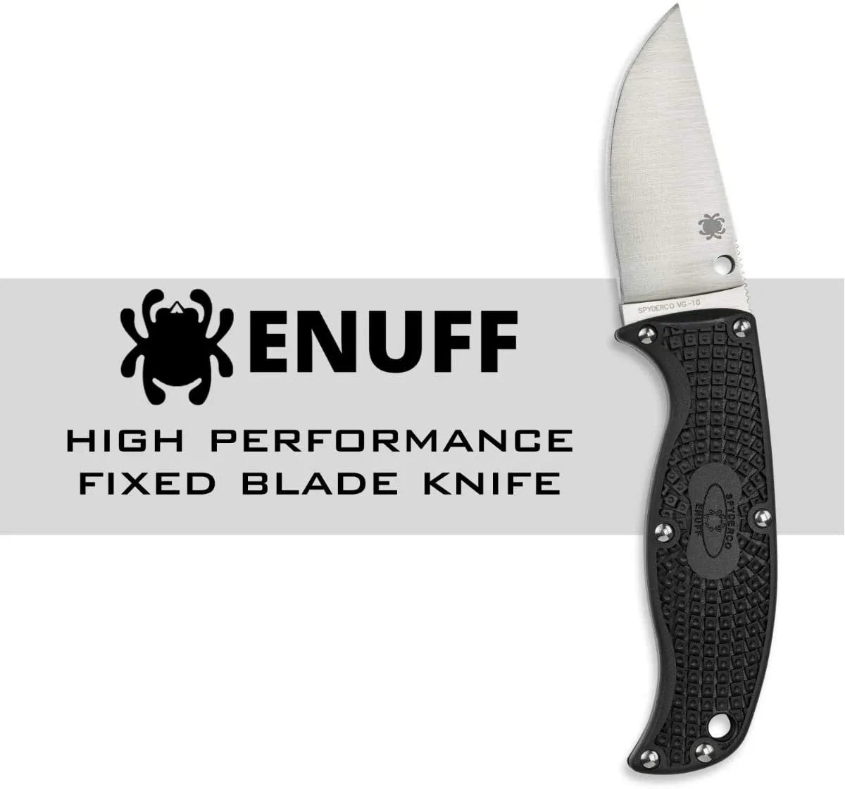 Spyderco Enuff FRN Black Clip Point FB31CPBK Fixed Plain Edge Blade Knife