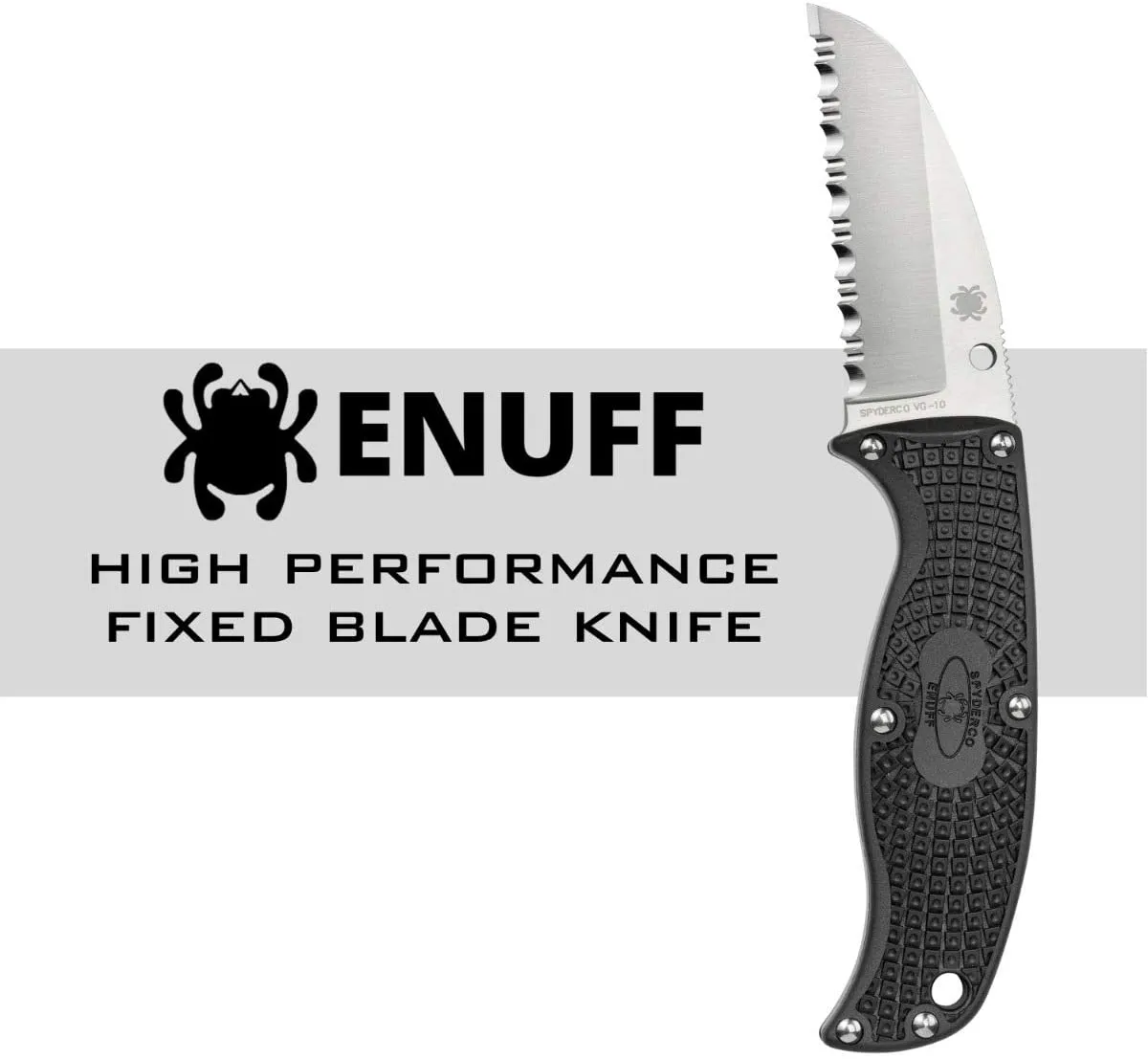 Spyderco Enuff FRN Sheepfoot FB31SBK Fixed Serrated Edge Blade Knife