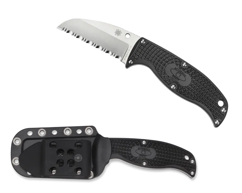 Spyderco Enuff FRN Sheepfoot FB31SBK Fixed Serrated Edge Blade Knife