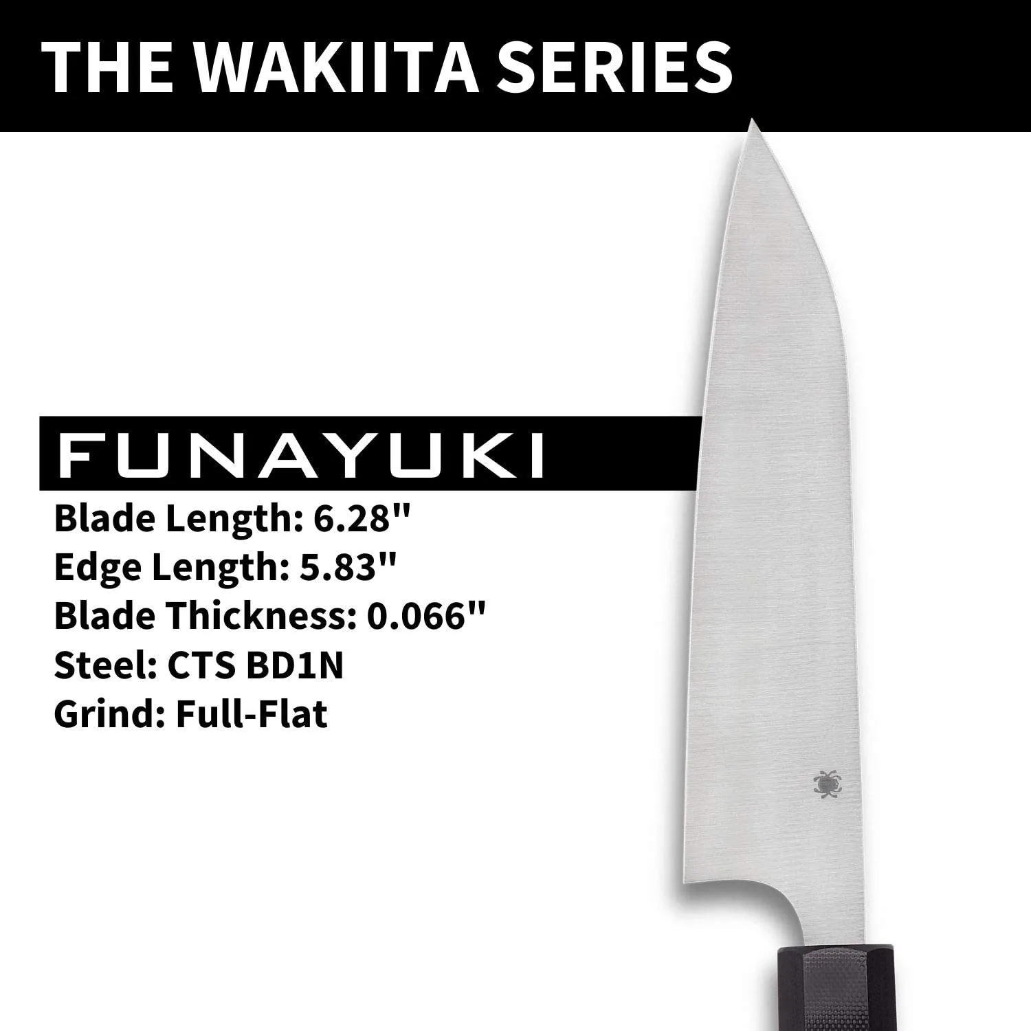 Spyderco K16GP Carter Wakiita Funayuki BD1N Black G10 Fixed Plain Edge Kitchen Knife