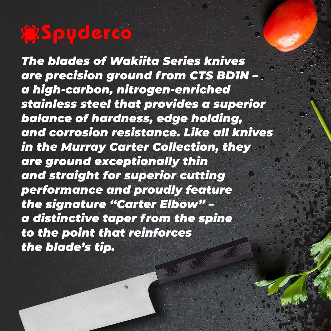 Spyderco K17GP Wakiita Nakiri BD1N Black G10 Premium PlainEdge Kitchen Knife