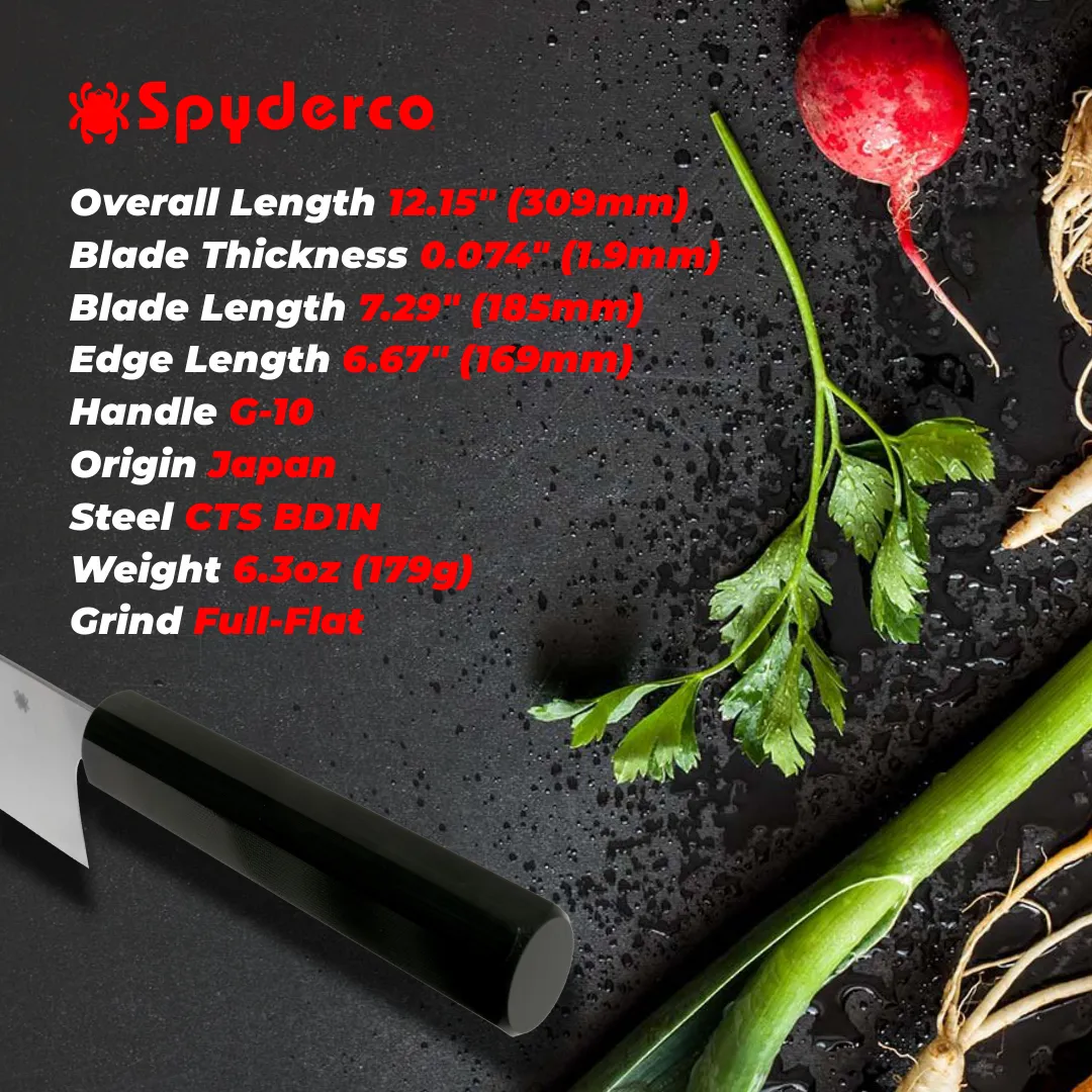 Spyderco K17GP Wakiita Nakiri BD1N Black G10 Premium PlainEdge Kitchen Knife