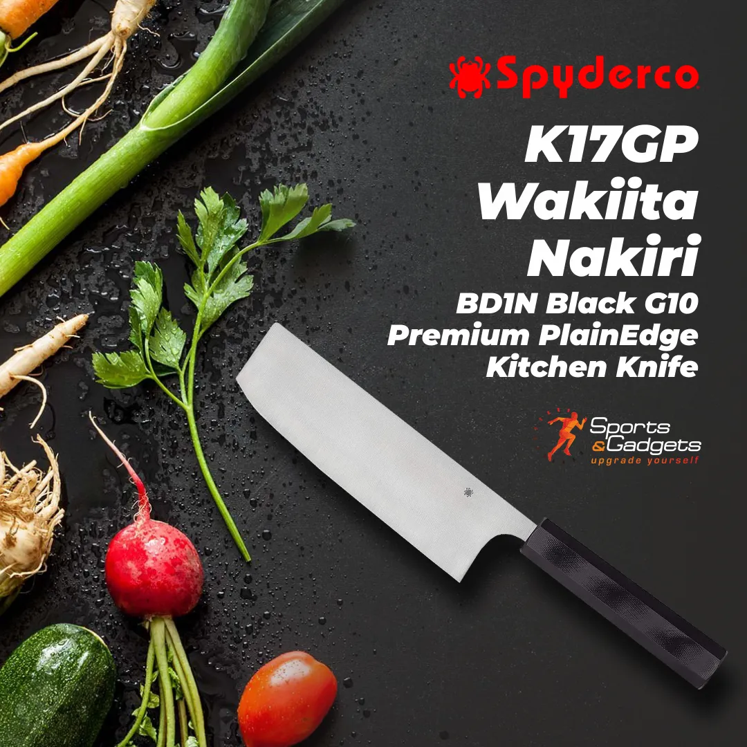 Spyderco K17GP Wakiita Nakiri BD1N Black G10 Premium PlainEdge Kitchen Knife