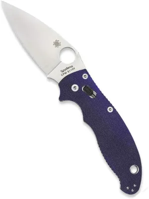 Spyderco Manix 2 Signature Knife with 3.37" CPM S110V Steel Blade and Durable Dark Blue G-10 Handle - PlainEdge - C101GPDBL2