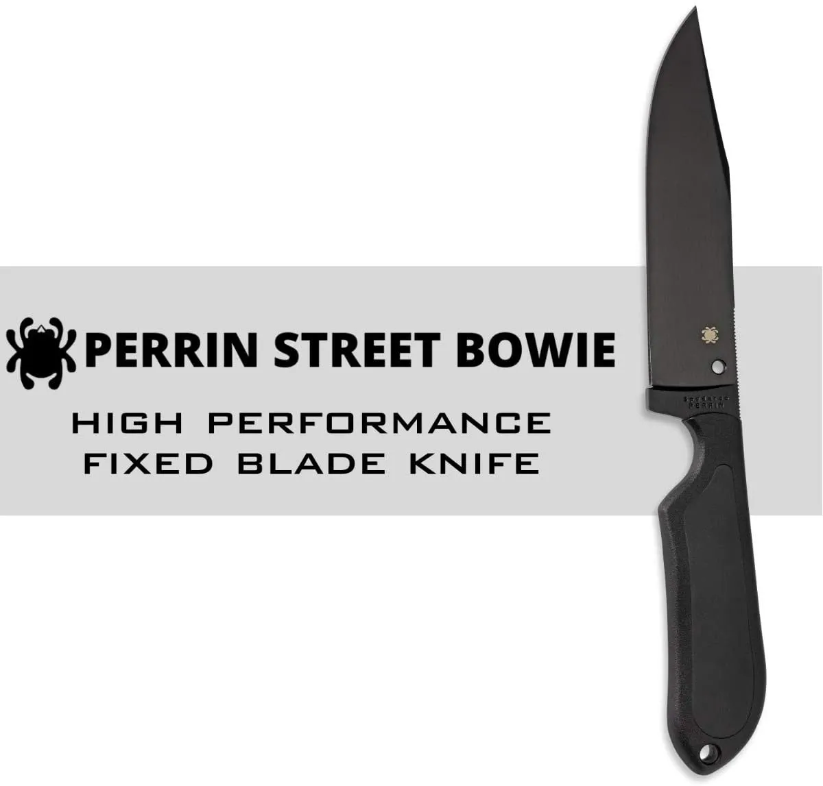 Spyderco Street Bowie 5.05" Plain Edge Fixed Blade Black Knife (FB04PBB)