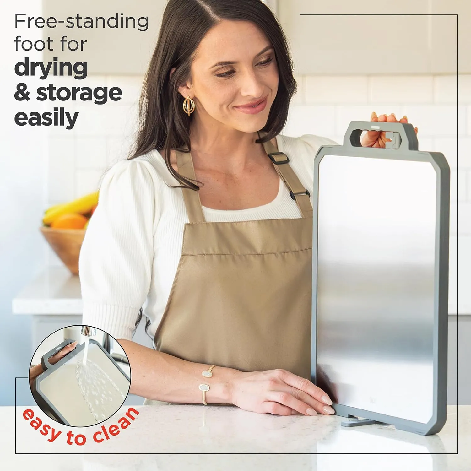 Stainless Steel Cutting Board with Ceramic Sharpener & Grater, XLarge 17"x12" Double-Sided Metal Cutting Board, Non-Toxic Plastic Board, 304 Stainless Steel & Food Grade PP, Easy to Clean.