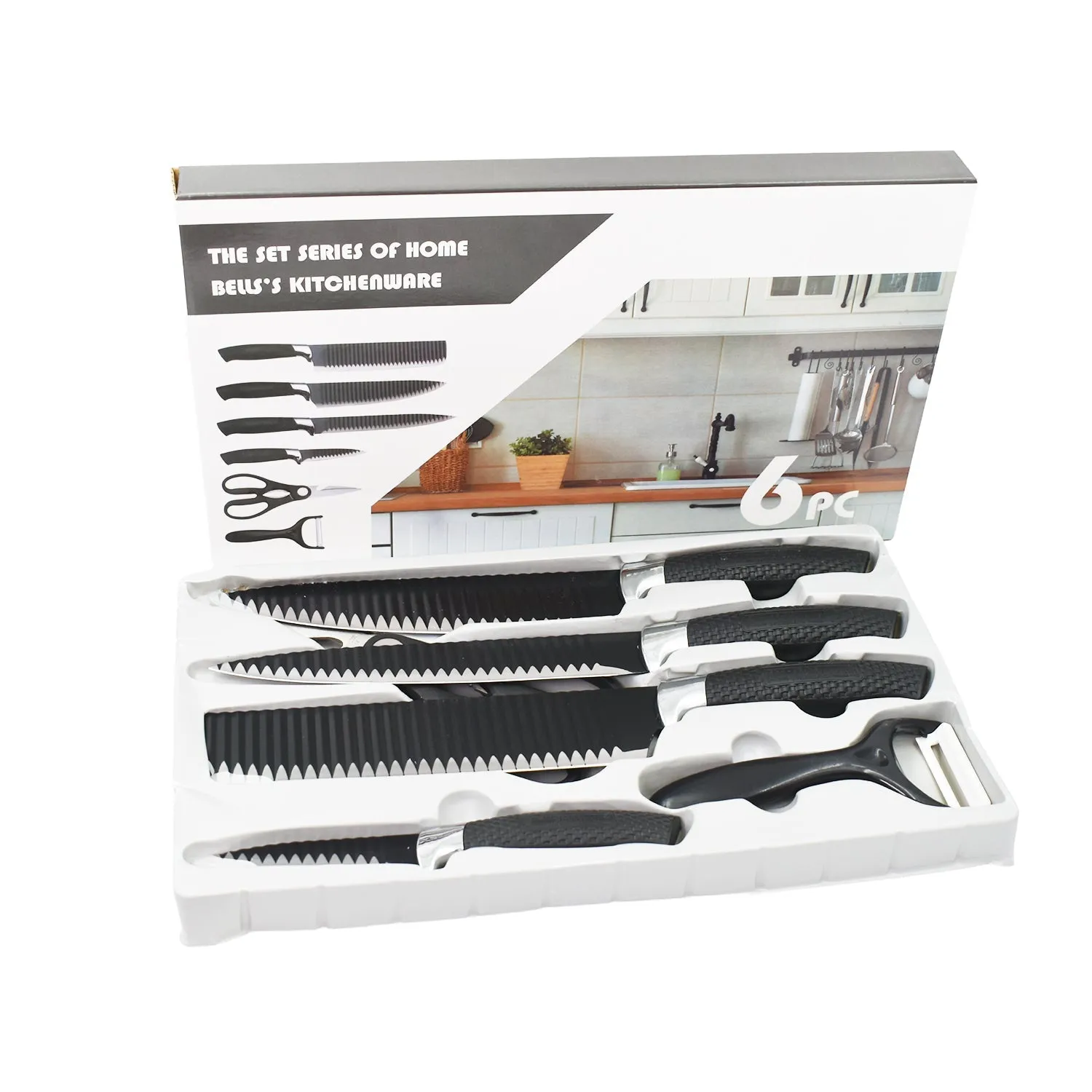 Stainless Steel Knife Set With Chef Peeler And Scissor (6 Pieces)