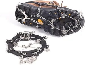 Stainless Steel Micro Spike Crampons Ice Snow Grips 1 Pair Snow Walk Traction Cleats Ice Cleats Traction Anti-Slip Shoes Ice Gripper for Walking,Jogging, Climbing and Hiking(Black)
