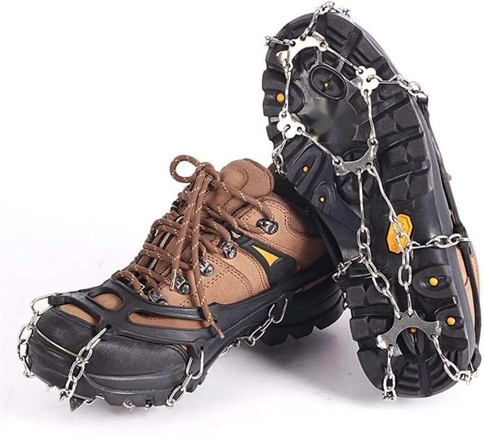 Stainless Steel Micro Spike Crampons Ice Snow Grips 1 Pair Snow Walk Traction Cleats Ice Cleats Traction Anti-Slip Shoes Ice Gripper for Walking,Jogging, Climbing and Hiking(Black)