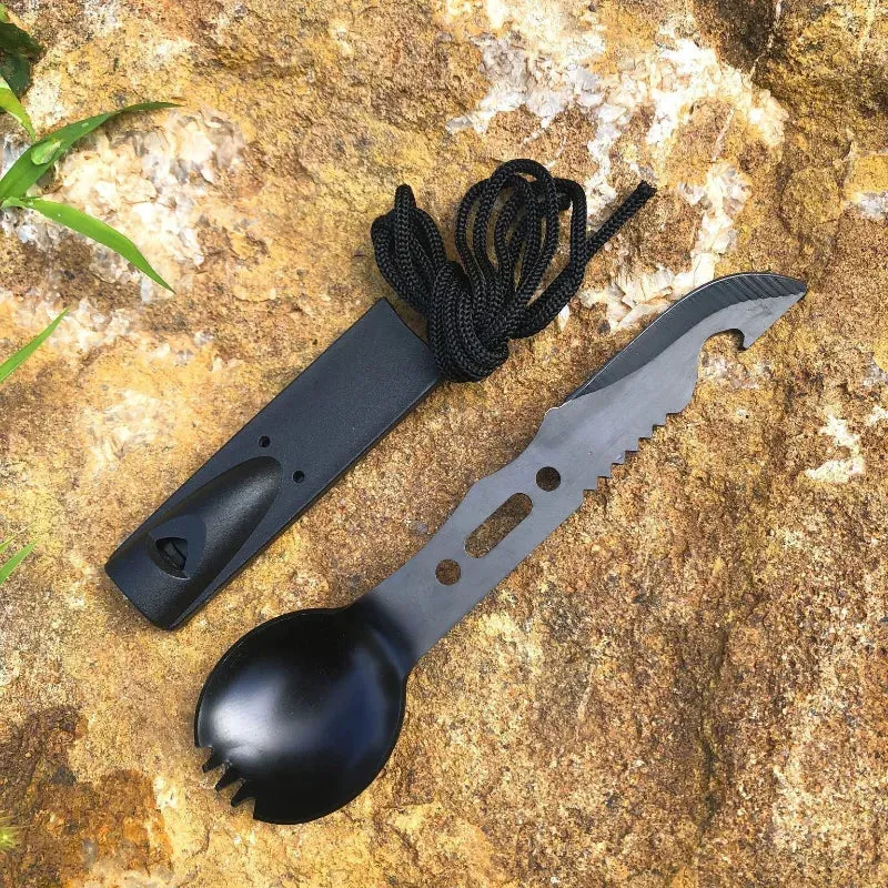 Stainless Steel Portable Multi-Function Camping Tableware Set