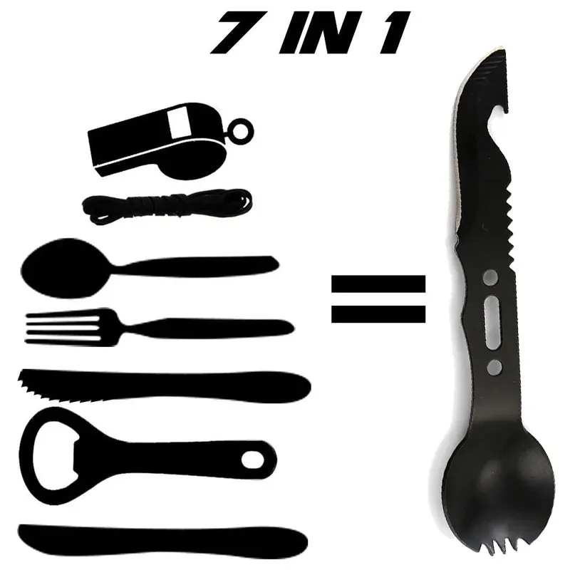 Stainless Steel Portable Multi-Function Camping Tableware Set