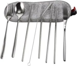 Stainless Steel Silverware Set 5-piece Portable Tableware for Outdoor Camping Hiking and Picnics
