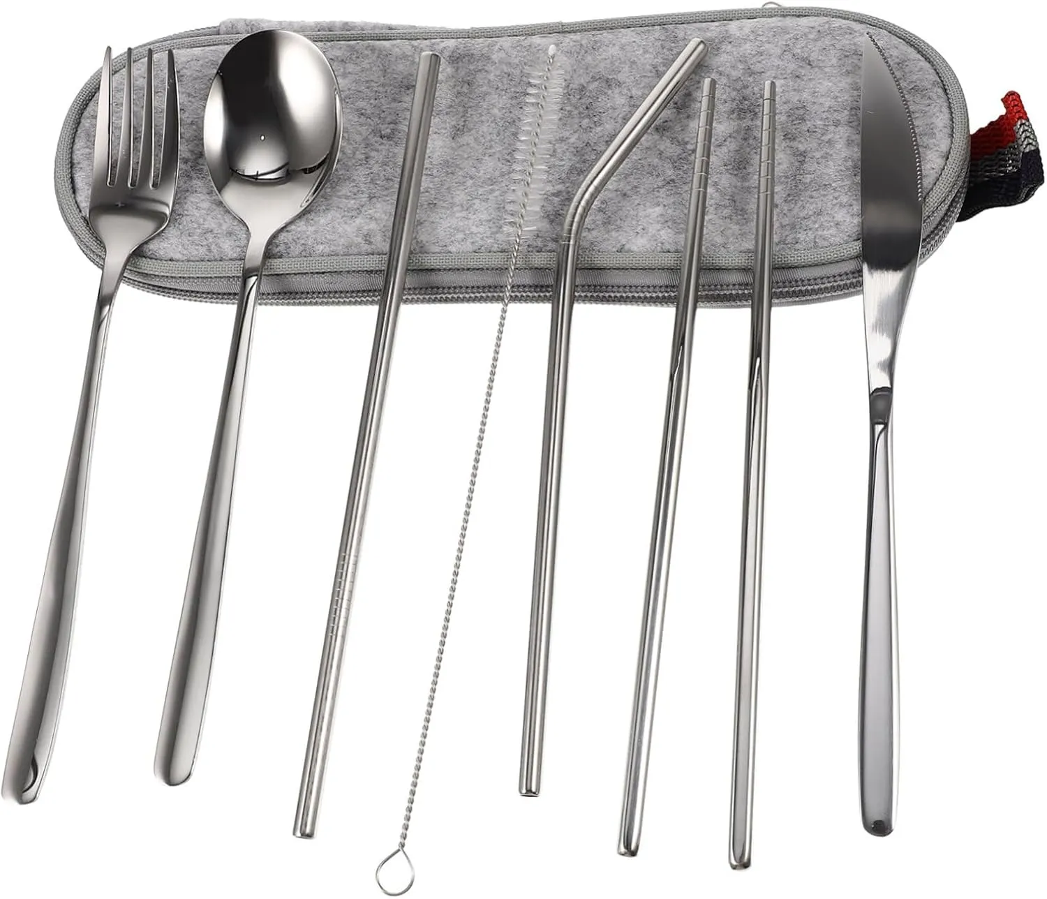 Stainless Steel Silverware Set 5-piece Portable Tableware for Outdoor Camping Hiking and Picnics