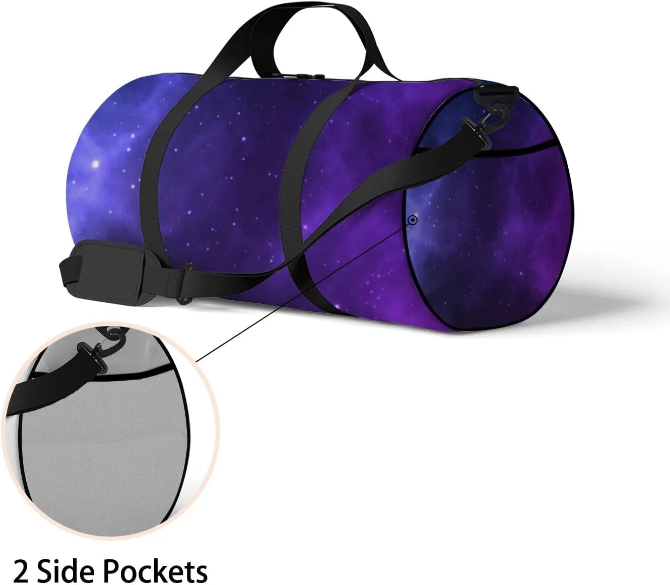 Starry Sky Realistic Nebula Shining Stars Sports Bag Tote Bag Waterproof Gym Bag with Shoulder Strap Zipper 2 Side Pockets for Men and Women, Travel and Storage Shoulder Bag.