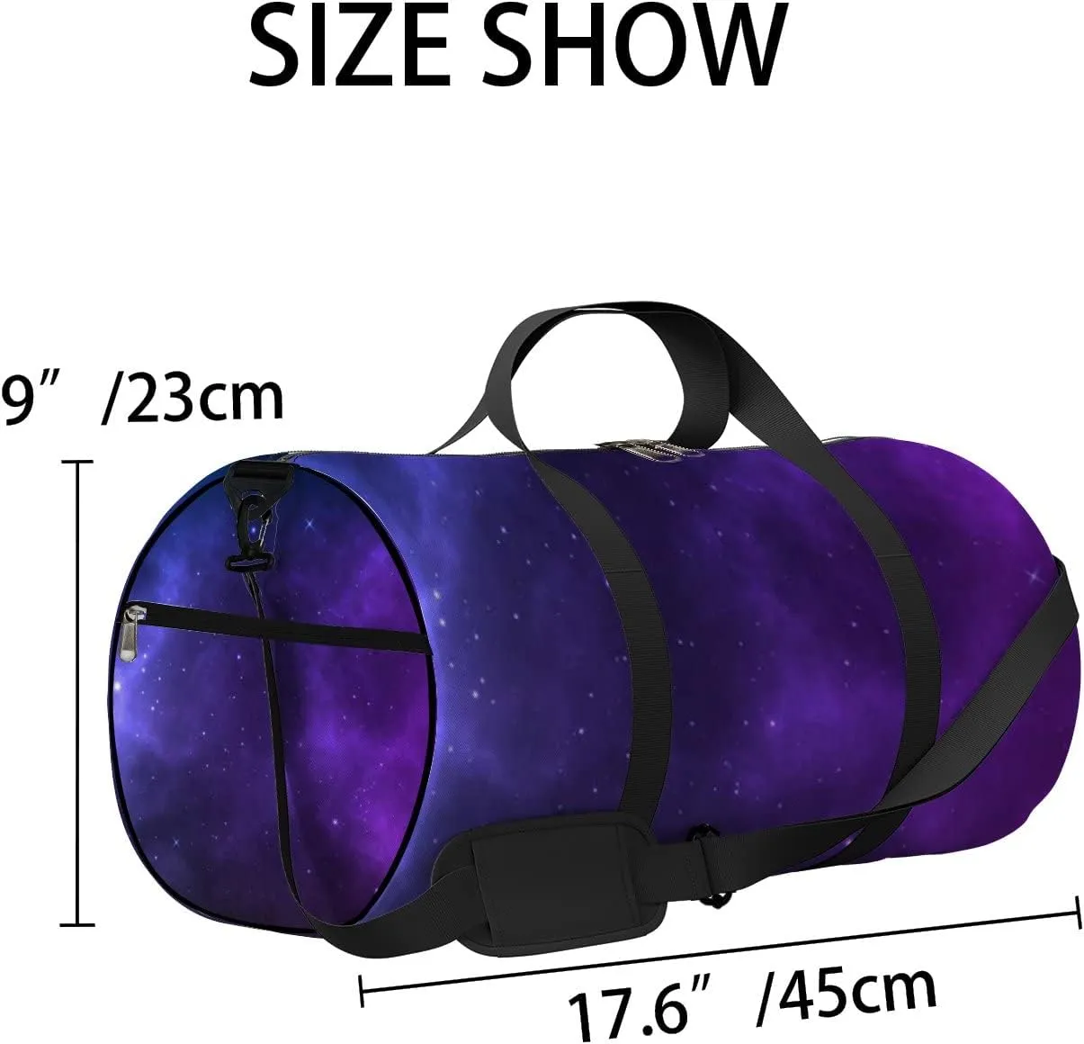 Starry Sky Realistic Nebula Shining Stars Sports Bag Tote Bag Waterproof Gym Bag with Shoulder Strap Zipper 2 Side Pockets for Men and Women, Travel and Storage Shoulder Bag.