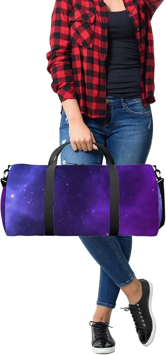 Starry Sky Realistic Nebula Shining Stars Sports Bag Tote Bag Waterproof Gym Bag with Shoulder Strap Zipper 2 Side Pockets for Men and Women, Travel and Storage Shoulder Bag.