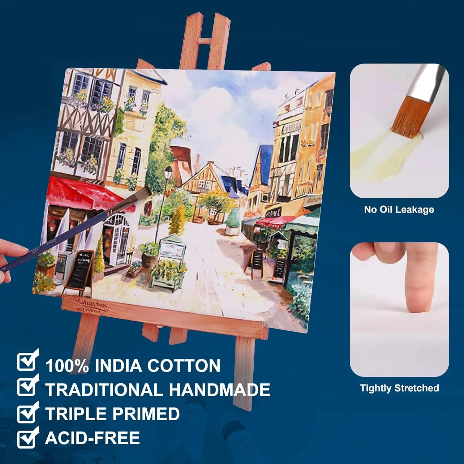 Stretched Canvases for Painting 18x24 Inch 5-Pack, 10 oz Triple Primed Acid-Free 100% Cotton Blank Canvas, Rectangular Canvas for Oil Paint Acrylics Pouring & Wet Art Media, Pour Painting