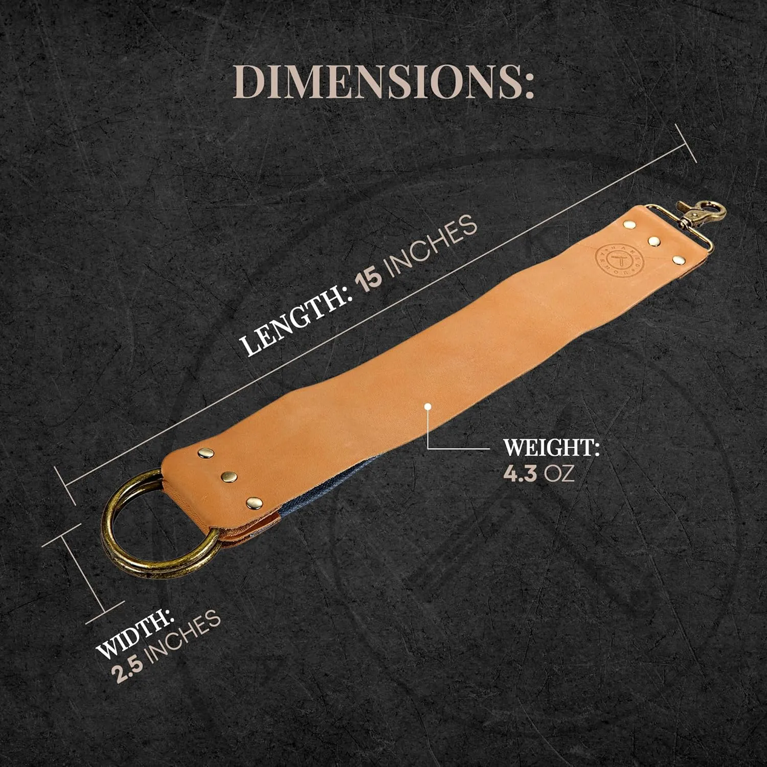 Stropping Leather Strop - Straight Razor Sharpening & Leather Knife Sharpener, Brass Hooks, Linen Stropping Belt, Leather Strop for Knife Sharpening, Razor Blade Sharpener, Shave Strop