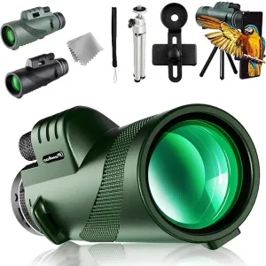 Stscope360 Monocular, Stethoscope 360 Monocular Scope Set for Adults Long Range, Portable High Power Monoculars Telescope, Clear Low Light Vision for Stargazing Travelling Concert (Green-80 * 100)