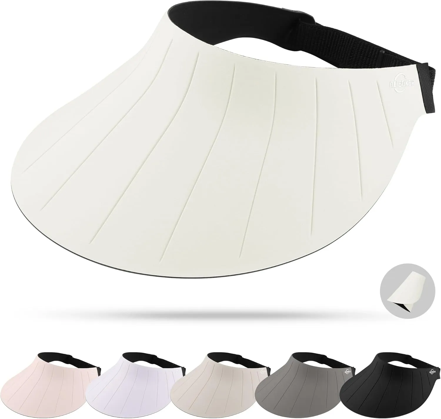 Sun Visor Hat for Women Men Wide Brim UPF50  Packable Seamless Beach Hats Adjustable Ponytail Sun Hats for Outdoor